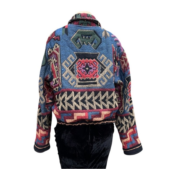 Unique Handmade Aztec Print Colorful Boho Jacket - Picture 10 of 11